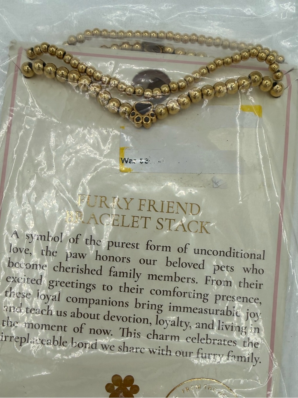 Furry Friends Paw Charm Bracelets  2 Sets Stacking Gold Tone